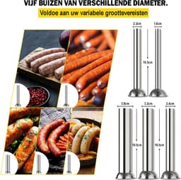 Vevor Worstenvuller 5 Liter - Worstmachine - Worstmaker - Worst Maken - RVS — thumbnail 2