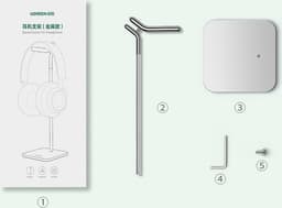 Ugreen Headset Stand - voor Bureau - Aluminium - Koptelefoon Houder - Zilver — thumbnail 5