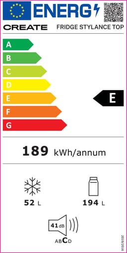 CREATE - Koelkast met vriezer - Combi koelkast - Capaciteit 246L - 3 verwisselbare planken - temperatuurbereik van tussen 0 °C en 10 °C - Vriezer - 18ºC - Gebroken wit - FRIDGE STYLANCE TOP — thumbnail 2