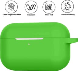 Hoesje - Geschikt voor Apple AirPods Pro 2 - Siliconen Hoes met Clip - Silicone Case Cover - Groen — thumbnail 5