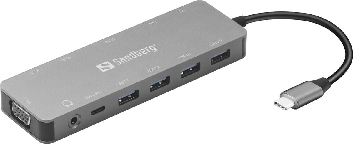 Sandberg - 136-45 - USB-C 13-in-1 Travel Dock - Grijs — afbeelding 1