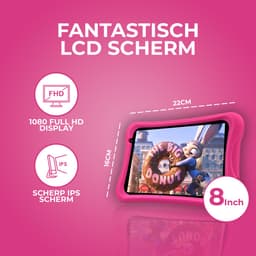 Relave Kindertablet 8 Inch - Kindertablet vanaf 3 Jaar – 3000mAh batterij – 32 GB geheugen – 2Gb RAM – Ouderlijk Toezicht – NL apps – Incl. Beschermhoes – Roze — thumbnail 4