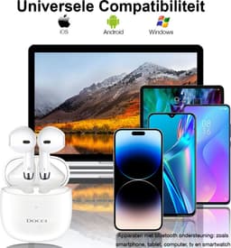 Docci® Draadloze Oordopjes - Bluetooth Earpods - Draadloze Oortjes - Koptelefoon voor IOS & Android - Witte Draadloze Oordopjes — thumbnail 4