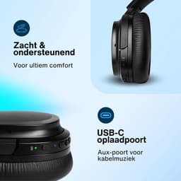Avalect 2024 ClarityPro Draadloze Koptelefoon - Noise Cancelling - Bluetooth verbinding - Over-ear - Hoofdtelefoon - Active Noise Cancelling - Zwart — thumbnail 4
