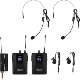 Vonyx WM552B duoset bodypack microfoon - met 10 kanalen - plug & play - UHF — thumbnail 1
