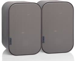 Artsound UNI20, Set van 2 passieve luidsprekers, 2-weg hifi luidspreker, 10-40 watt, muurbeugel met kogelgewricht, geschikt voor ruimtes tot 20 m² zoals gang, keuken, toilet, kleur: grijs