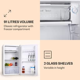 Klarstein 90L1-Wh Koelkast - Volume: 91 Liter - Met ijsblokjesvak - 2 Legplateaulades - 3 Deurvakken - 41 dB - Wit — thumbnail 3