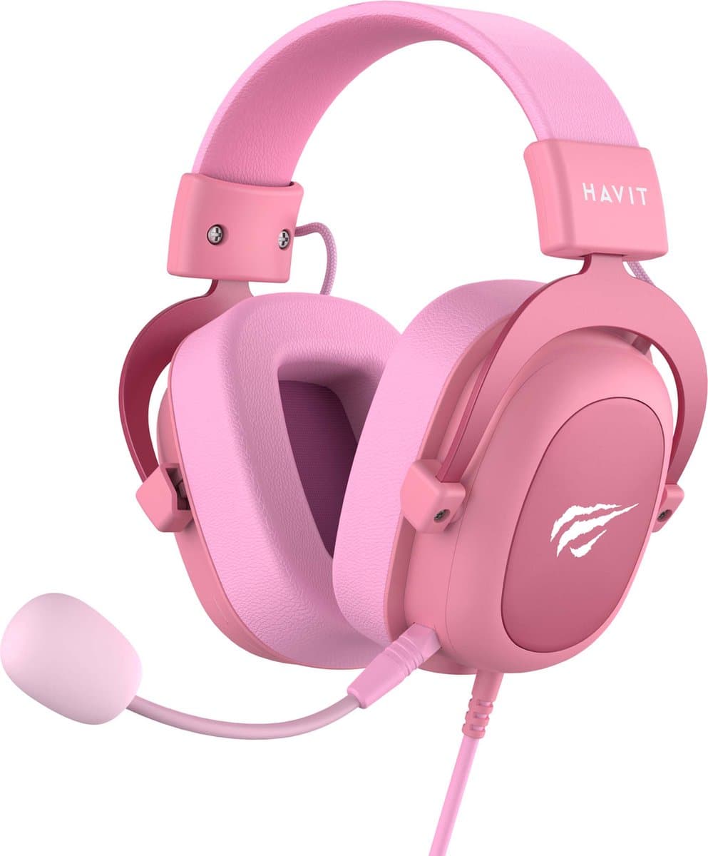 HAVIT Gaming Headset geschikt voor PC, PS4, PS5, Xbox One & Xbox Series – 3.5 mm Ergonomische Koptelefoon met verstelbare Microfoon - Roze — afbeelding 1