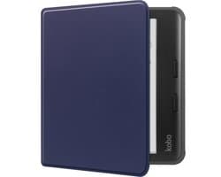 Hoes Geschikt voor Kobo Libra Colour Hoesje Bookcase Cover Book Case Hoes Sleepcover - Donkerblauw