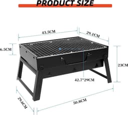 Barbecue Grill - Inklapbare Houtskool Grill - Roestvrijstaal - Draagbaar - Zwart — thumbnail 3