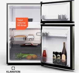Klarstein Koelkast Big Daddy - met vriesvak, koel-vriescombinatie, stille werking, LED-verlichting, inhoud: 86 liter, koelgedeelte: , vriesgedeelte: 25 liter, zilver - voor Keuken - Compact - Mini Fridge - Compact Koelkast — thumbnail 3