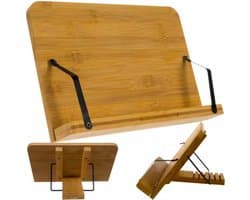 Houten Verstelbare Boekenstandaard - Boekenhouder - Kookboekstandaard - Tablet / laptop / boek standard