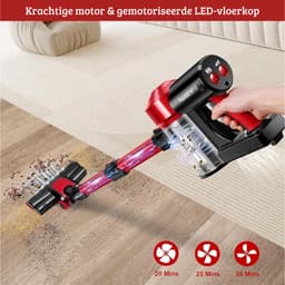 Stofzuiger zonder Zak – Op Accu – Tapijtreiniger – Vacuum Cleaner – Vlekkenreiniger – Draadloos – 150W – Rood — thumbnail 5