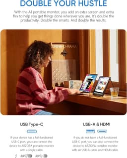 Arzopa Portable Monitor – A1 Kickstand - Portable USB-C Monitor - Ultradun - Speakers - 15.6 inch — thumbnail 6