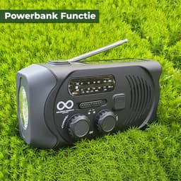 Noodradio - Solar - Opwindbaar - Zwart - Powerbank Zonne-energie - Zaklamp - Opwindbare Radio - Noodpakket — thumbnail 2