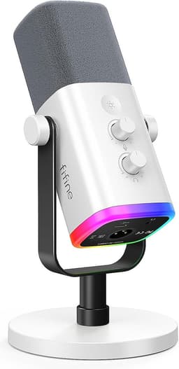 FIFINE AM8 - Gaming Microfoon Dynamische - Podcast Streaming PC PS4 PS5 - Ruisonderdrukking - Touch Mute Knop - USB RGB - Wit — thumbnail 1