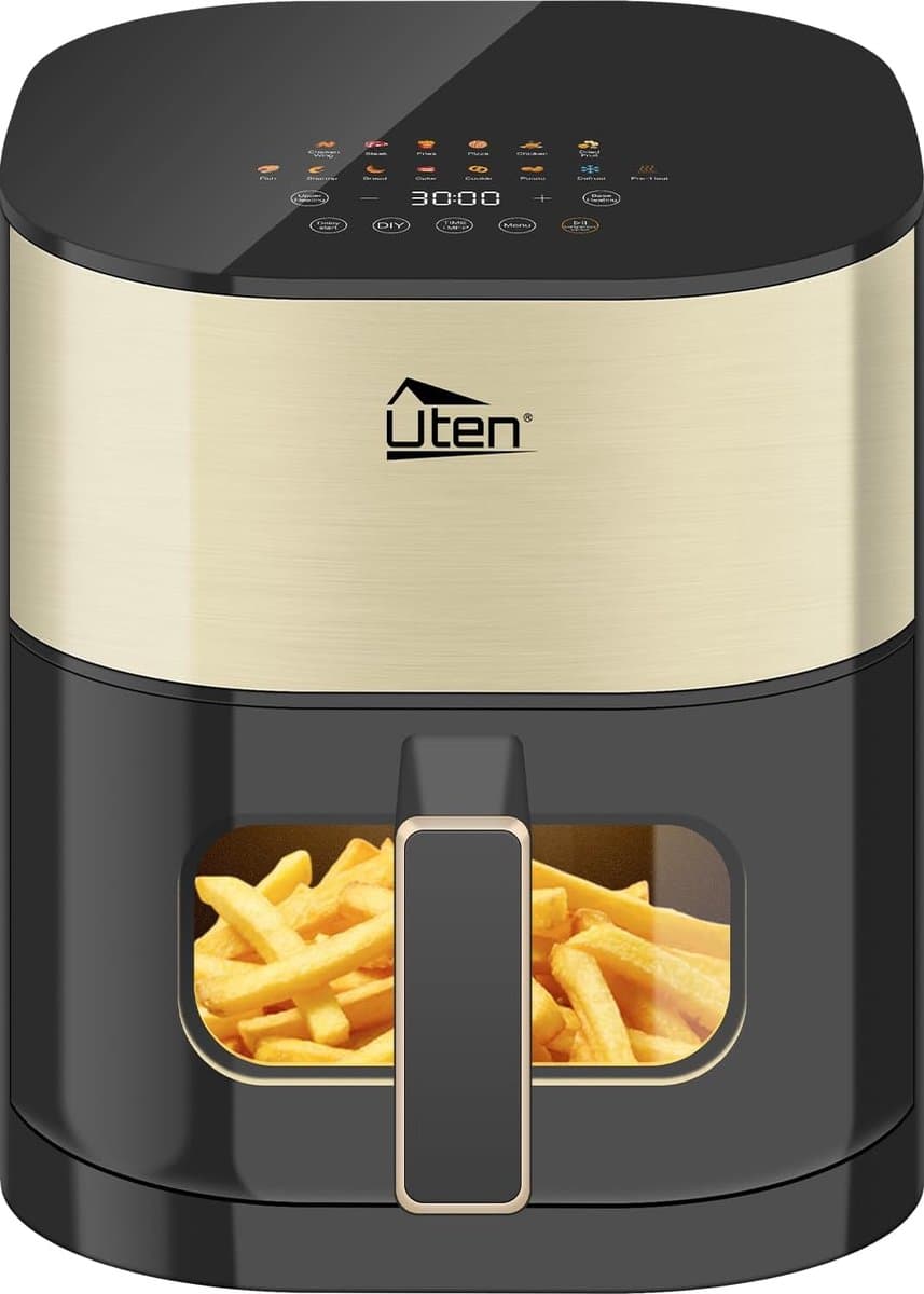 Uten Airfryer XXL 200E - Dual Blaze Technologie - Hetelucht friteuse - 5.5 liter - 14 programma's - 40ºC tot 200ºC - PFAS vrij - 2000W - Goud — afbeelding 1