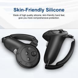 Siliconen controllerhoezen + houder voor Meta Quest 3S / Quest 3 – Zachte antislip beschermgreep met verstelbare bandjes – VR-accessoires (zwart/grijs) — thumbnail 4