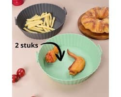 Zi.NU Airfryer Siliconen Bakjes (2 stuks ) 20cm - Airfryer silicone Accessoires - lichtgroen - W010