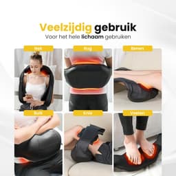 Revolt Massagekussen - Shiatsu Massage Apparaat - Elektrisch Nekmassage - Nek/Schouder/Rug Massage - Infrarood Verwarming — thumbnail 4