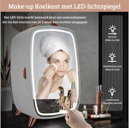 Skincare Beauty Fridge – Mini Koelkast – Minibar – 6 Liter – Slaapkamer – Stijlvol – Met LED Spiegel – Wit — thumbnail 4