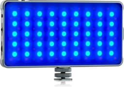MOJOGEAR Lumi RGB LED-lamp 12W Medium - Stevig metaal - 4000 mAh batterij - Kleur en wit/geel licht - Krachtige lamp voor camera / studio / video - Grijs — thumbnail 4