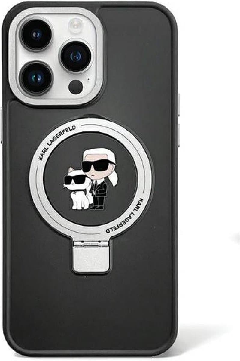 Karl Lagerfeld - Ring Stand MagSafe Etui - Zwart - iPhone 13 Pro - Hoogwaardige Bescherming — afbeelding 1