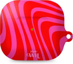 xoxo Wildhearts hoesje geschikt voor AirPods 3 - Berry Much - Matte - Ook als telefoonhoesje verkrijgbaar - schokbestendige case - koptelefoon hoesje - Mat - Beschermhoes met golvende print - golven - Rood - Roze — thumbnail 1