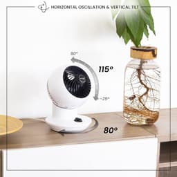 Tafelventilator krachtig compact 11m² bereik 15m oscillatie verticaal kantelen keuken - PCF-SM12 - Wit. Tafelventilator — thumbnail 2