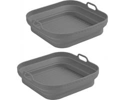 Airfryer Bakjes Siliconen - 2 Stuks - 20.5 x 20.5 x 6.5 cm - Inklapbare - Airfryer bakjes - Airfryer accessoires - BPA Vrij - Herbruikbaar Opvang Bakje - Heteluchtfriteuse - Alternatief Wegwerpbakjes