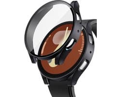 Hoesje + Screenprotector Samsung Galaxy Watch 7 40mm – Gehard Glas Cover + Shock Proof Case – Zwart