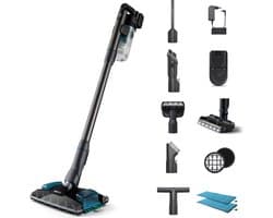 Philips Steelstofzuiger met Dweilfunctie XC8057/01 - Zuigmond met LED verlichting - Draadloos - Zonder Zak - Handstofzuigerfunctie - Alle Vloertypen - Lichtgewicht