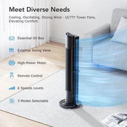 Equivera Torenventilator - Staande Ventilator met Afstandsbediening - Kolomventilator - Verschillende Snelheden - Timer - Ventilator Staand — thumbnail 3