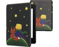 kwmobile e-reader hoesje geschikt voor Amazon Kindle Paperwhite 11. Generation 2021 hoes - E reader flip case met magnetische sluiting - Ereader cover - Jongetje met vos design in geel / bruin / donkerblauw
