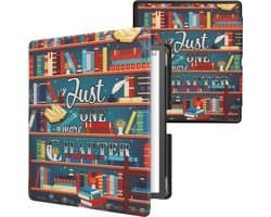 kwmobile e-reader hoesje geschikt voor Amazon Kindle Scribe (2022/2024) hoes - E reader flip case met magnetische sluiting - Ereader cover - bibliotheek design in meerkleurig