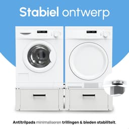 Bodo® - Wasmachine Verhoger - Dubbel - Kast - Ombouw met Lade - Wit - 127x54x31cm — thumbnail 4