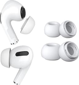 MMOBIEL 2 Paar Vervangende Oordopjes Tips Geschikt voor AirPods Pro Gen 1 & 2 - Antislip Siliconen Oordopjes met Ruisonderdrukkingsgat, Draagbare Opbergdoos en Passen in Oplaadcase – 1x S, 1x M – Wit — thumbnail 1