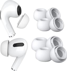 MMOBIEL 4 Paar Vervangende Oordopjes Tips Geschikt voor AirPods Pro Gen 1 & 2 - Antislip Siliconen Oordopjes met Ruisonderdrukkingsgat, Draagbare Opbergdoos en Passen in Oplaadcase – 2x S, 2x M – Wit — thumbnail 1