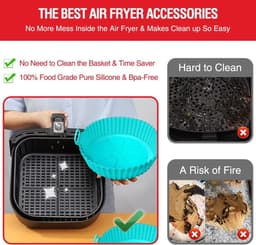 2-delige Airfryer siliconen bakvorm, 8-inch Airfryer mand voering, siliconen bakvorm, geschikt voor Airfryer oven herbruikbare bakvormen oven accessoires — thumbnail 5