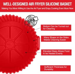 2-delige Airfryer siliconen bakvorm, 8-inch Airfryer mand voering, siliconen bakvorm, geschikt voor Airfryer oven herbruikbare bakvormen oven accessoires — thumbnail 2