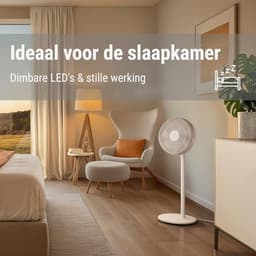 Staande ventilator met afstandsbediening, zwenkfunctie, 8 snelheden en timer, stil en energiezuinig, wit — thumbnail 1