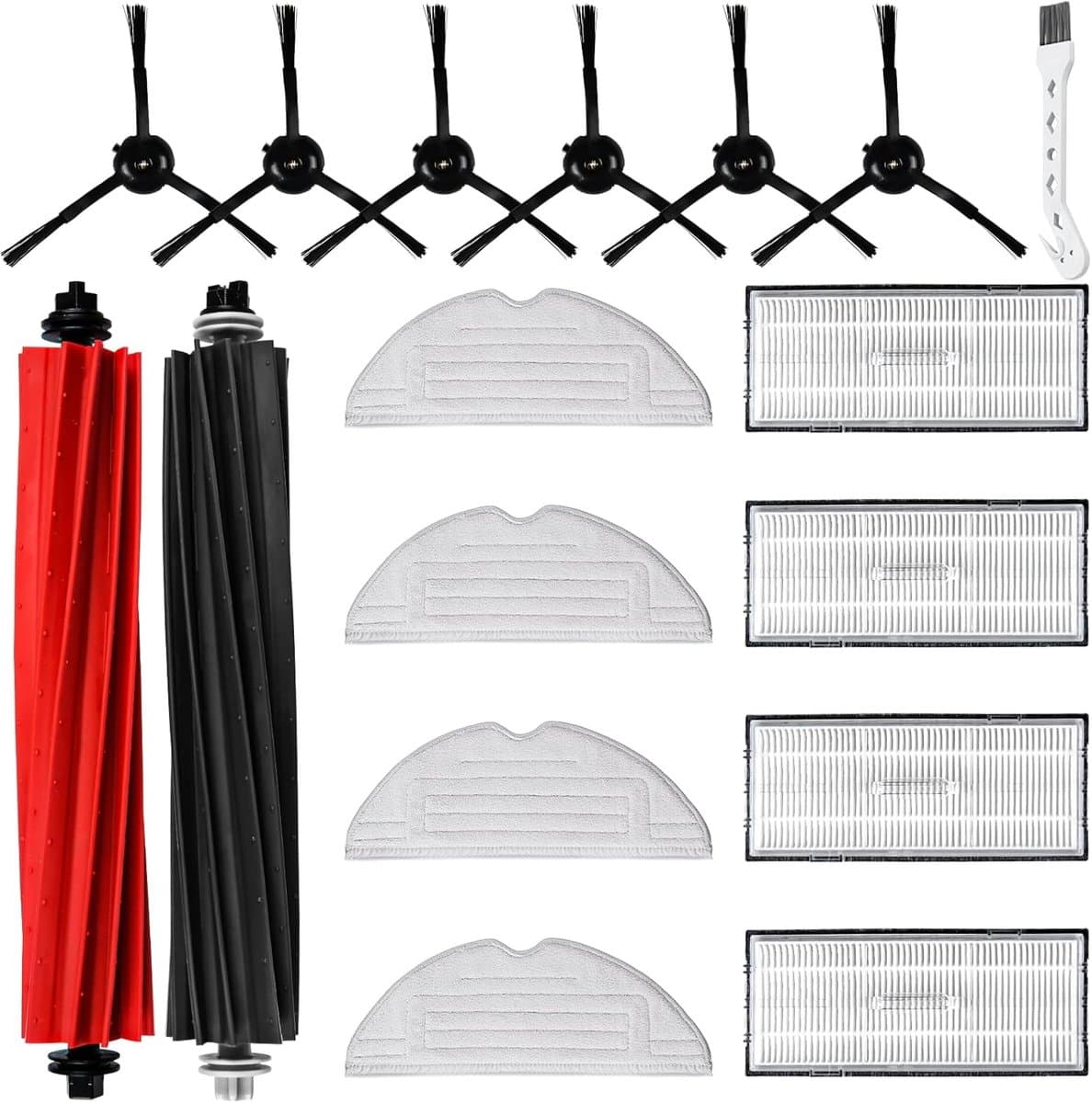 17-delige accessoireset geschikt voor Roborock S8 / S8+ robotstofzuigers, inclusief 2 hoofdborstels, 4 reinigingsdoeken, 4 filters, 6 zijborstels, 1 reinigingsborstel — afbeelding 1