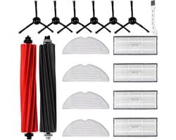 17-delige accessoireset geschikt voor Roborock S8 / S8+ robotstofzuigers, inclusief 2 hoofdborstels, 4 reinigingsdoeken, 4 filters, 6 zijborstels, 1 reinigingsborstel