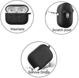 Hoesje Geschikt voor AirPods Pro 3 - Donker Blauw - Casemania Liquid Siliconen Bescherm Hoes met Bevestigingslus & Karambijnhaak — thumbnail 2