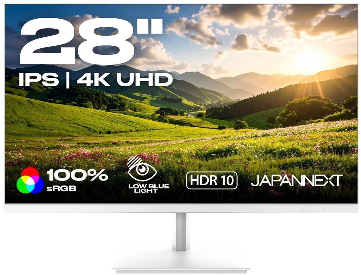 JAPANNEXT Monitor Wit 28" IPS 4K UHD (3840x2160) | JN-IPS2802UHDR-W — afbeelding 1