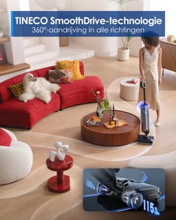 Tineco Floor One S9 Artist - Nat en droog stofzuiger en dweil - 22.000 Pa Zuigkracht - 360° SmoothDrive - Anti-Tangle Design - 85℃ snel schoonmaak routine - 50 minuten accu - Dual-Edge Schoonmaak methode - 180° Lay-Flat — thumbnail 3