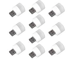 Mini USB-lampje voor Nacht-, Sfeer- en Leesverlichting - Koud Wit Licht (10x)