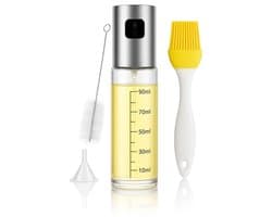 Darenci Oliesprayer RVS – 100ml Olieverstuiver & Oliespuit – Olijfolie Spray voor Koken, BBQ, Airfryer, Salades – Navulbare Oliespray Fles – Inclusief Trechter & Schoonmaakborstel