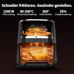 Compacte AirFryer 4.3 Liter met Digitale Touch Display, 1500 Watt en 8 Voorinstellingen — thumbnail 6