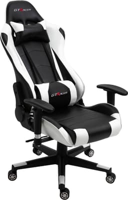 GTRacer Pro - Game Stoel - Gaming Stoel - Ergonomische Bureaustoel - Gamestoel - Verstelbaar - Gaming Chair - Zwart / Wit — thumbnail 4